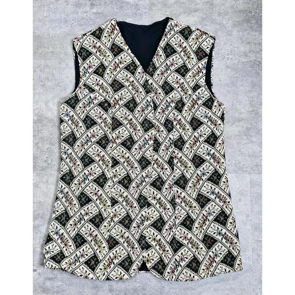 Vintage 1960s Tapestry Vest, Needlepoint Vest, Floral